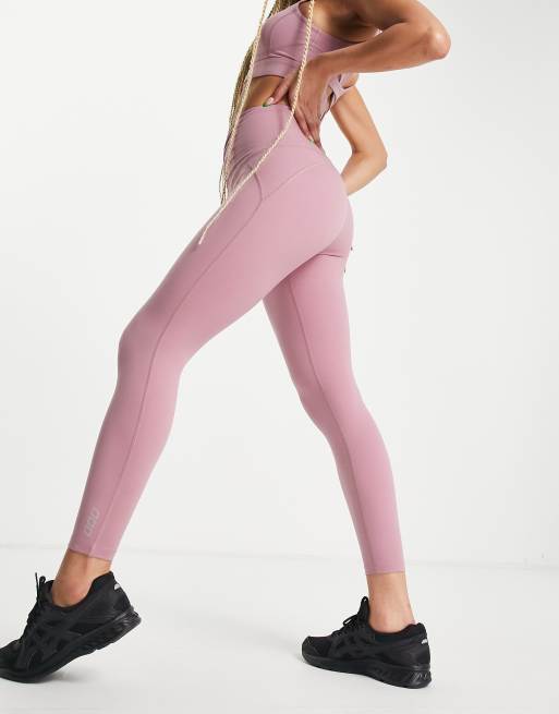 Lorna Jane gathered waistband ankle biter leggings in mauve