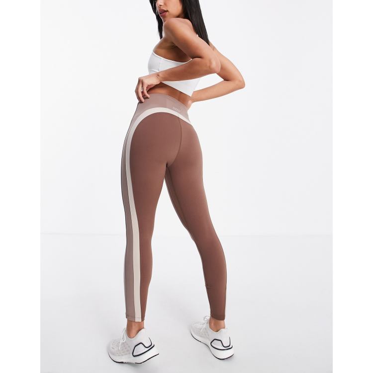 Lorna Jane stripe detail ankle biter leggings in chocolate