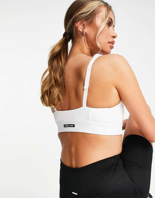 Lorna Jane Ultra fine high support sports bra in white | ASOS