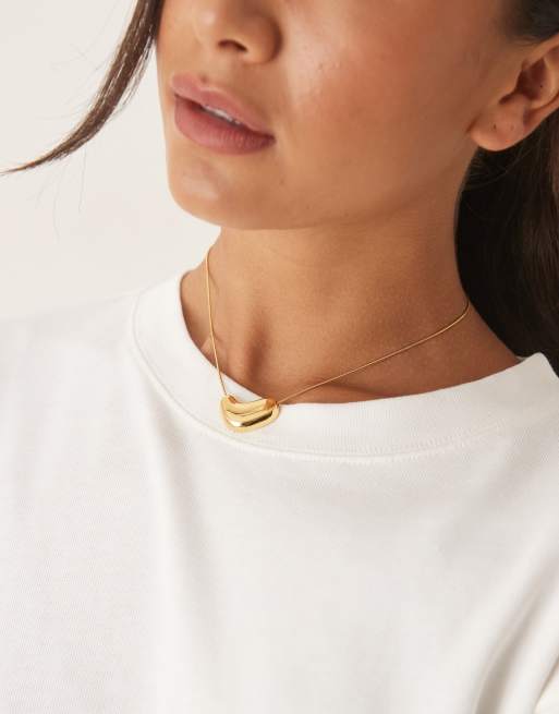 Lost - Collana in acciaio inossidabile placcato in oro 18 k con pendente effetto metallo fuso