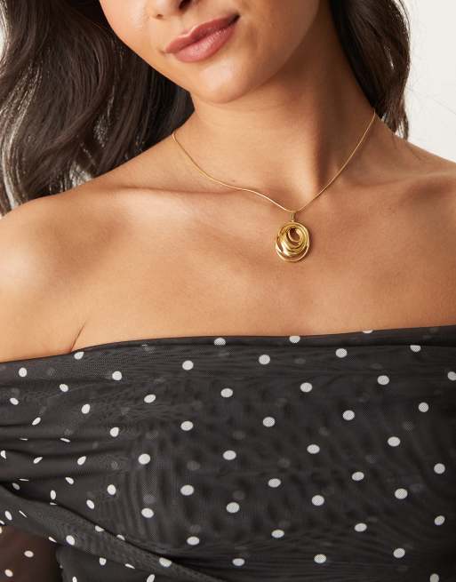Lost - Collana in acciaio inossidabile placcato oro 18 k con pendente grande effetto metallo fuso