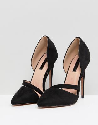 black cut out court shoes