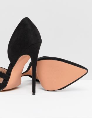 black cut out court shoes