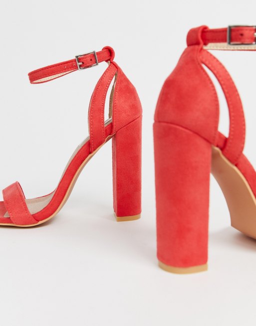 Lost Ink Blaise block heel sandal in coral