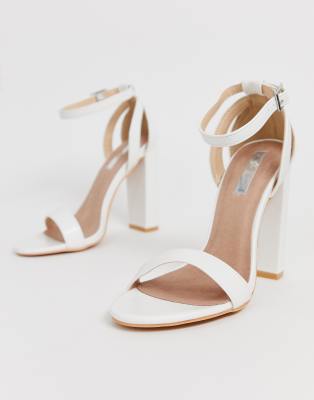 Lost Ink Blaise block heel sandal in white-Black