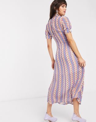 floral button midi dress