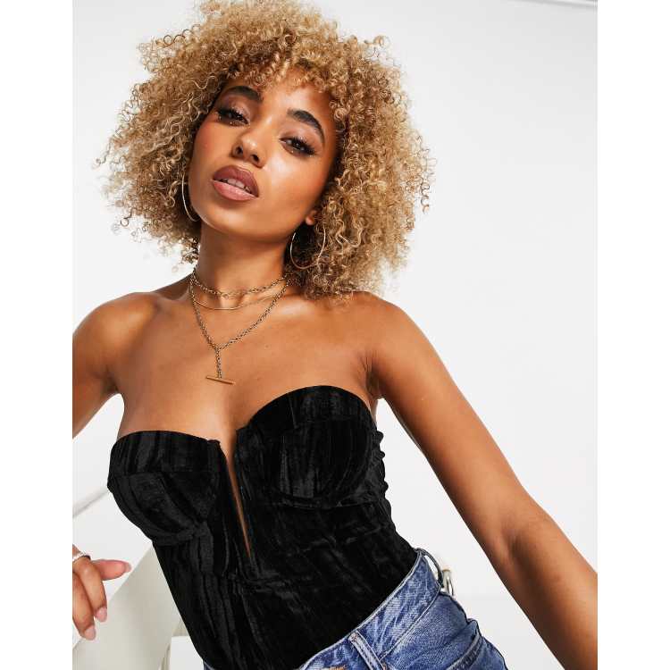 Black velvet corset lace up bodysuit romper rave