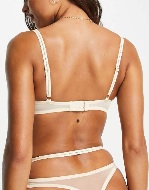Lost Ink emboidered heart mesh demi cup bra in cream, 2 of 4