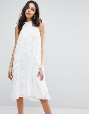 white halter swing dress