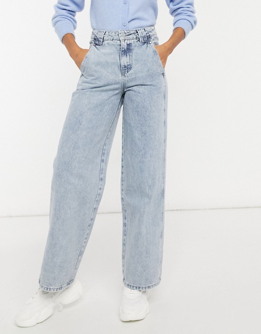 Lost Ink high waist vintage fit jeans with panels in mid wash