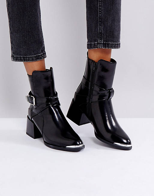 Lost Ink Jodphur Black Tipped Heeled Ankle Boots | ASOS