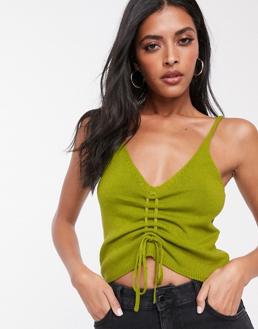 Lost Ink knitted cami top with ruched front