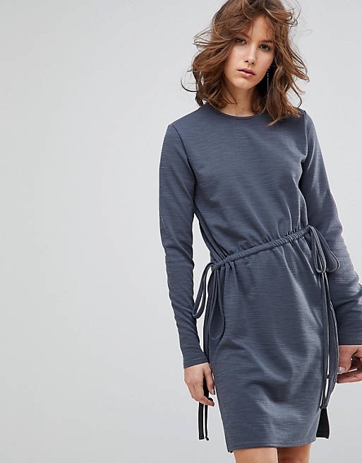 Lost Ink Long Sleeve Dress With Ties
