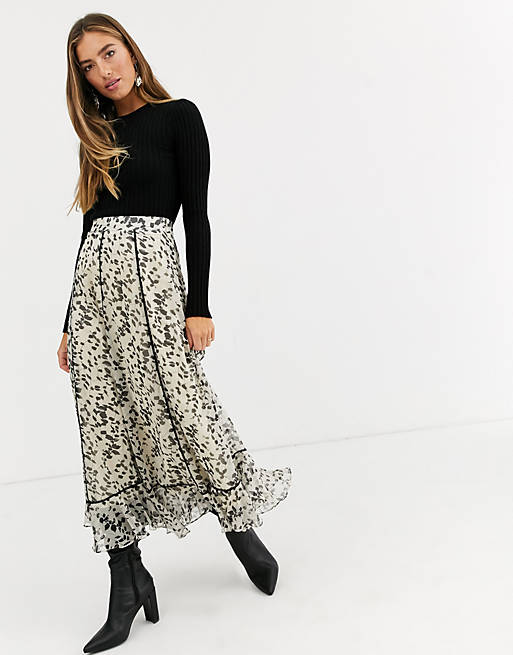 Lost Ink maxi skirt in ditsy floral | ASOS