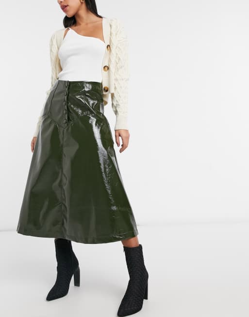 Long leather shop circle skirt