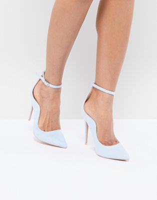Lost Ink Pale Blue Ankle Strap Court Shoes | ASOS