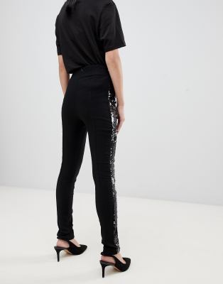 sequin side stripe pants