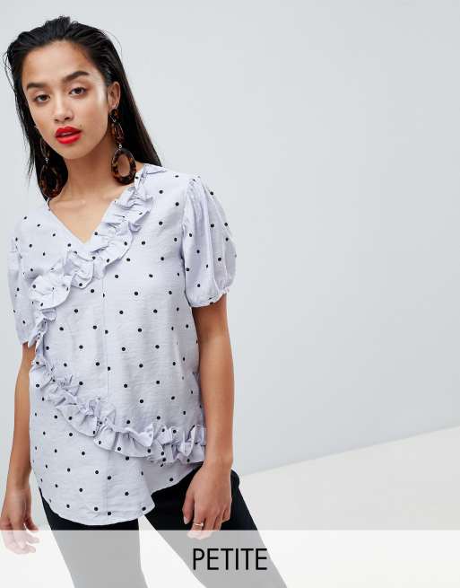 Tegne forsikring Pris Forskelle Lost Ink Petite Ruffle Top In Spot Print | Gabinetecivil-al