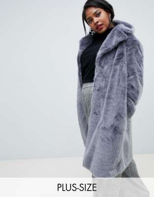 longline faux fur coat with hood