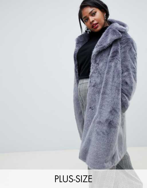 Faux fur plus size on sale coat