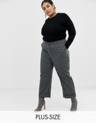 plus size striped trousers