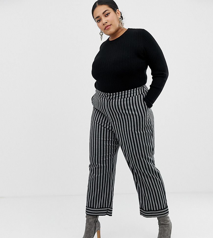 Lost Ink Plus tailored trousers in stripe-Black