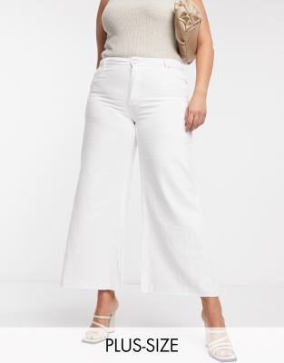 plus size white wide leg jeans