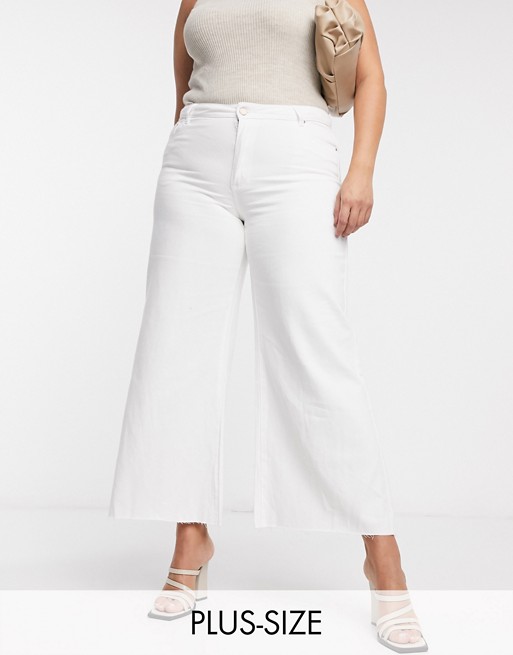 Lost Ink Plus wide leg jeans in white