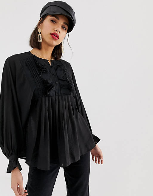 Lost Ink relaxed blouse with ruffle v neck | ASOS