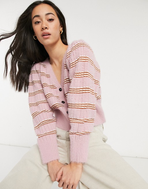 Lost Ink relaxed cardigan in spaced stripe