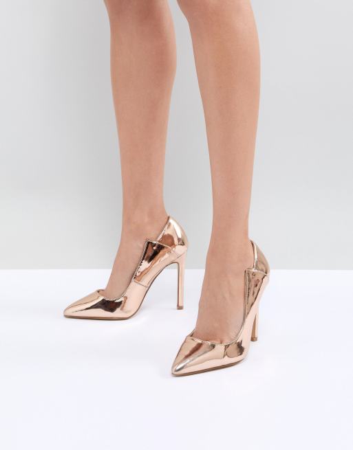 Gold court shoes on sale asos