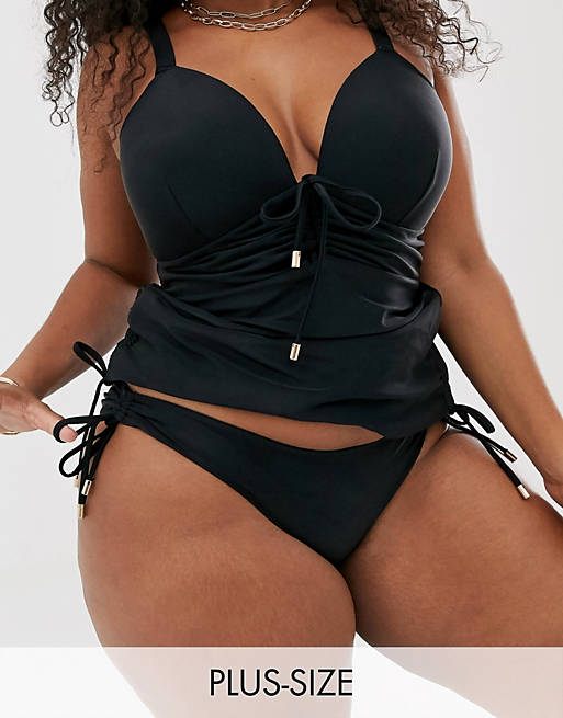 Lost Ink ruched detail plus size bikini bottoms