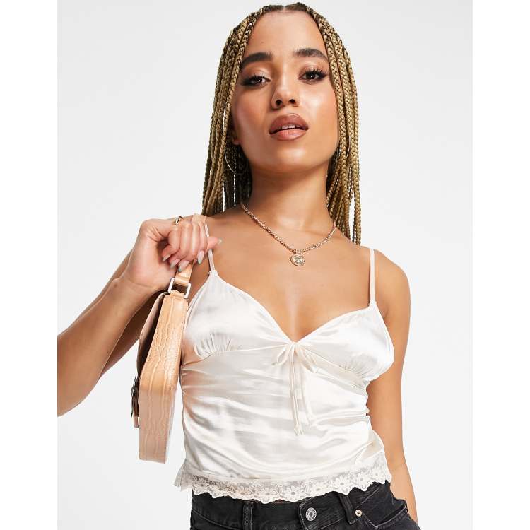 Satin Lace Insert Cami Top