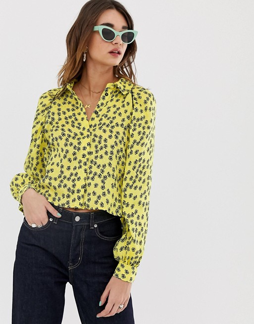 Lost Ink satin shirt in floral