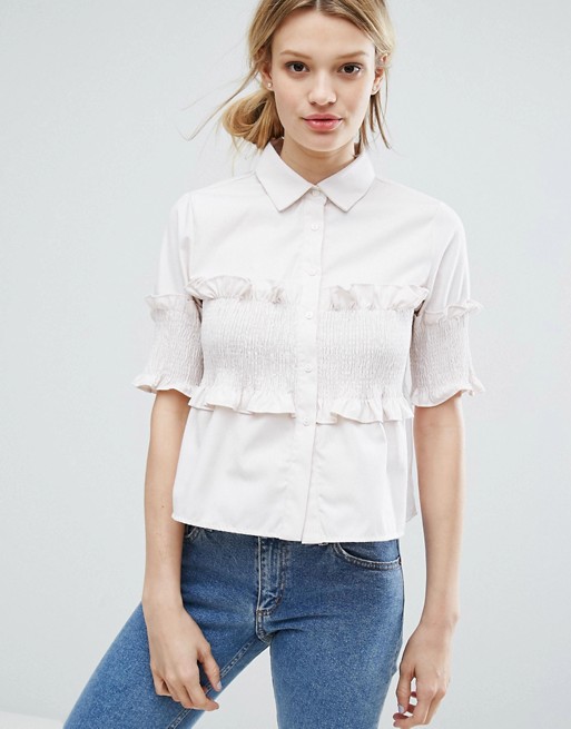 Lost Ink Short Sleeve Shirt With Frill Details | ASOS