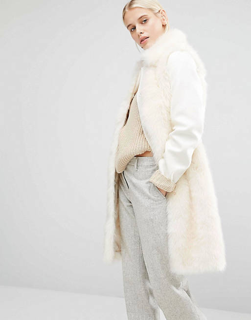 Lost Ink Smart Coat With Faux Fur Panel Detail