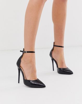 Lost Ink strappy high heeled court shoes | ASOS