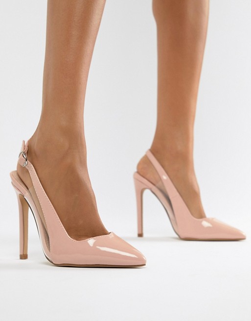 Lost Ink Tanya clear detail sling back court shoes | ASOS