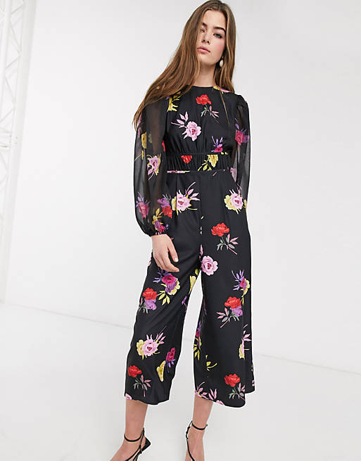 Lost Ink waisted jumpsuit in bold floral print | ASOS