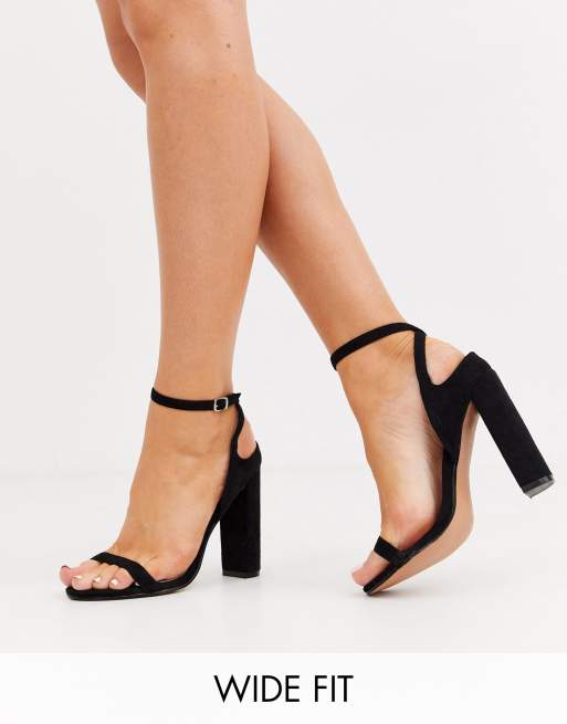 wide fit barely there block heels