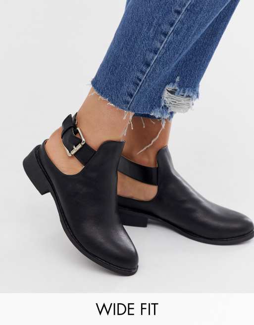 Cut out flat cheap ankle boots