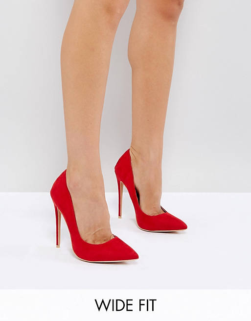 Lost Ink Wide Fit Red High Court Shoes