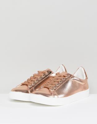 rose gold metallic trainers