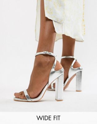 silver wide feet heels