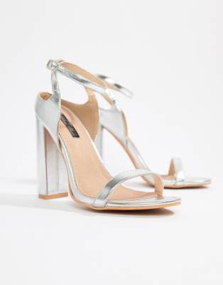 silver block heels asos