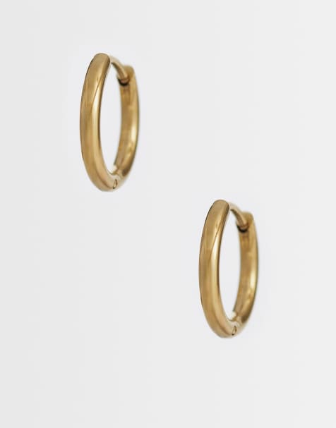 Lost Souls 10mm huggie hoop earrings in 18kt gold plated stainless steel - view 1