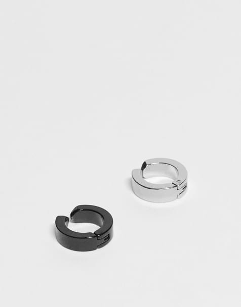 Lost Souls 13mm pack of 2 huggie earring in mix metal  in stainless steel - view 1