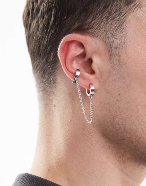 Lost Souls 13mm single hoop with cuff earring in stainless steeel - view 1