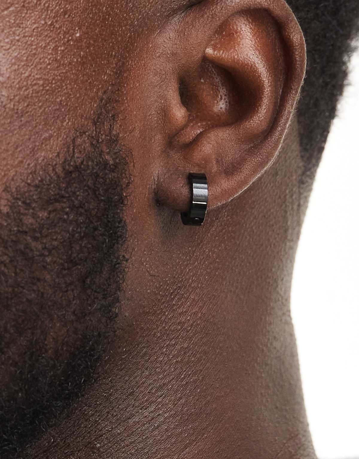 Lost Souls 14mm black huggie earrings in stainless steel
