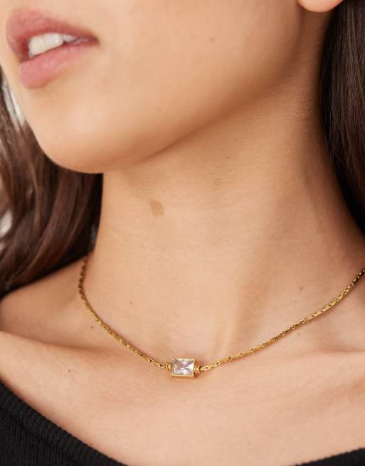 Lost Souls - 18 karat forgyldt vintage-inspireret choker-halskæde med krystaldetalje